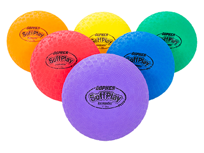 Set of six balls in Rainbow colors.